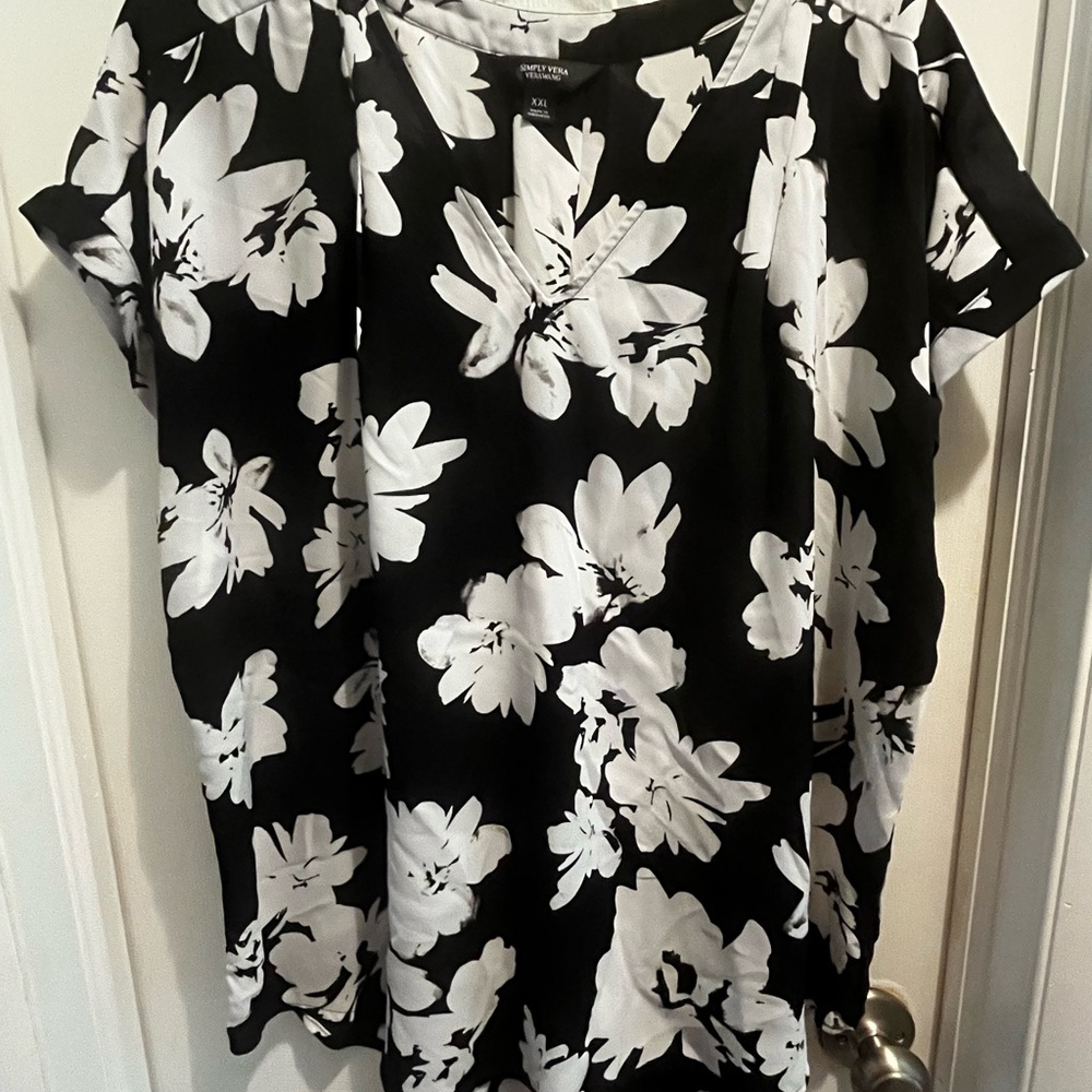 Ladies blouse, XXL black-and-white